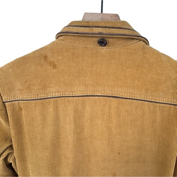 Vintage 70s Women's Trench Coat Corduroy Leather Trim Belted Brown Swing Skirt M - Picture 14 of 15